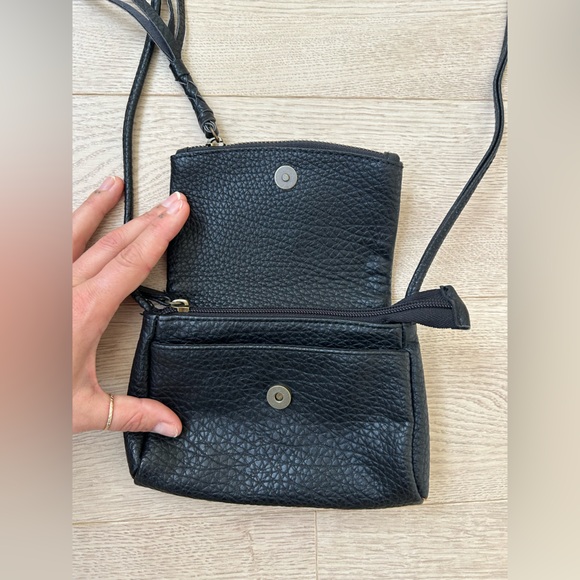 Black Vegan Leather Mini Crossbody Bag - Picture 3 of 5